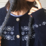 Kotok Snowflake Winter Nordic Wool Knit Cardigan