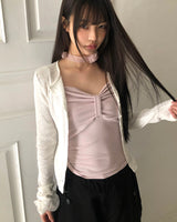 Rotan Lovely Ribbon Shirring Sleeveless Top