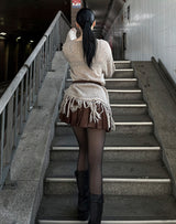 Corduroy pleated skirt belt set