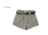 [Belt SET] Bessy Roll-up Washing Denim Short Pants