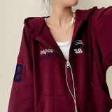 Moco Number Patch Embroidery Overfit Two Way Hooded Zip-Up