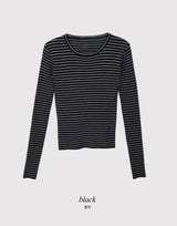 Slim Fit Crop Border Rib Knit (4color)