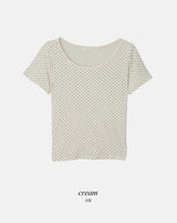 BYドットスリムクロップショートスリーブTシャツ(3color)