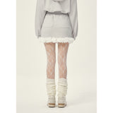 [GirlyFancyClub] Autumn/Winter Outfit 3D Flower Grey Casual Skirt