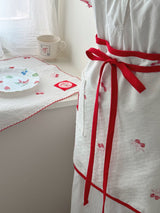Cherry embroidery apron double-layer fabric red point
