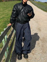Black leather shirring padding