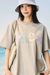 フローラルリラックスエンブロイダードTシャツ