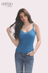 Deep Blue Lace Sleeveless Top