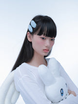 ドントブリンク | エンジェル刺繍ヘアクリップ (Feather White)