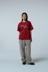 EEERRR Distorted logo over-crop fit T-shirt (Wine)