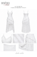 wrench lace unbalanced frill sleeveless dress