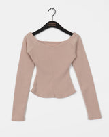 Wrapton Fleece-Lined Slit Slim V-neck Knit T-shirt