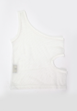 one shoulder mesh sleeveless(2color)