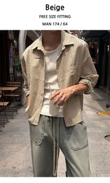[Unisex] リネンクロップチェックシャツ ver.2(3color)