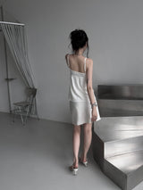 satin slip midi skirt (2color)