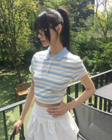 Anik Stripe Polo Collar T-shirt