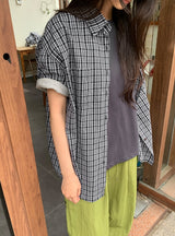 26SS★ [BAONHAUS] キネンズオーバーチェック半袖シャツ