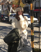Winter Angora Knit Hooded Cardigan