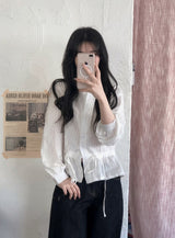 #Pistachio Square Lace String Cotton100 Blouse