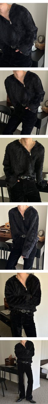 [F/W] Angora brush side zipper knit(2color)
