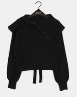 Hanel button off-shoulder muffler knitwear