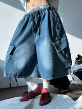 BIG CARGO DOWN ROPE ストリングデニムオーバーバミューダ 🩵🖤2COLOR