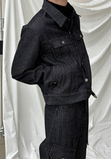 [LAURANTSEOUL] Stripe corduroy denim trucket jacket