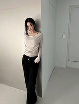 Slim fit low semi-boot pants