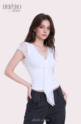 ヘイリー レース ホワイト ショートスリーブ Tシャツ