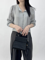 Leche Strap Button Long Sleeve Blouse