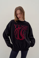SWEATSHIRT EARTHYUSE NEEDLEWORK - BLACK
