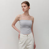 SHIRRING CAP SLEEVELESS LIGHT GRAY