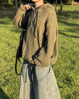 Lune Cable Half Zip-Up Hoodie Knit