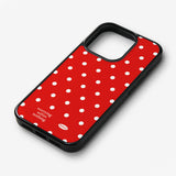 ホリデーガラスバンパーケース (glossy / red mini dot)