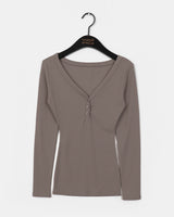 sort V-neck button slim fit V-neck T-shirt