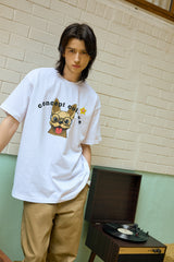 ベージュパピーホワイト半袖tシャツ