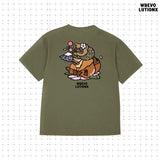 サクラタヌキTシャツ(ミリタリーグリーン)