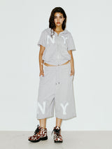 NY APLIQUE SS HOOD ZIP UP GREY