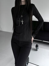 minimal pleated long sleeve T (3color)