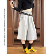 [Unisex] ベルテッドスウェットバミューダパンツ(3color)