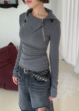 HIGH NECK ZIPPER TEE