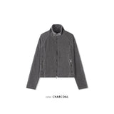 ベルベットコーデュロイカーブクロップジップアップ(Charcoal)