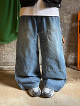 Cargo Zipper Carpenter Denim Pants (2 Colors)