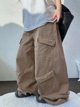 フロントダイアゴナルカーゴバルーンピグメントロゴパンツ💚🧡🩶3カラー