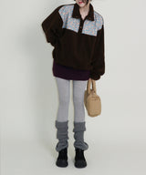 Femme Flower Pattern Quilted Fleece Long Sleeve T-Shirt (Button Detail)