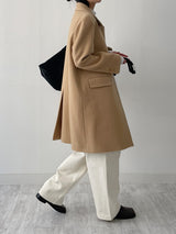 [Merino wool 90%] ステッチ襟付きハーフコート