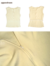 Lemon spandex cap zip-up sleeveless T-shirt