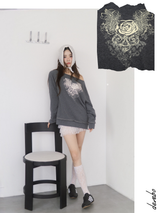 ローズエンジェルオーバーサイズフィットオフショルダーロングスリーブTシャツ