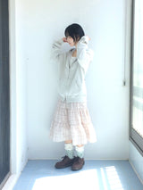 cream checkered pocket skirt
