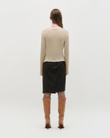DOZI - Draped Jersey Top _BEIGE